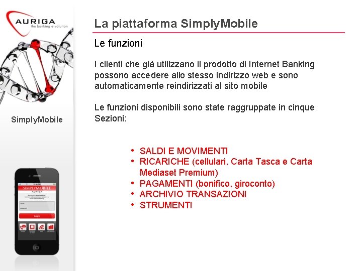 La piattaforma Simply. Mobile Le funzioni I clienti che già utilizzano il prodotto di