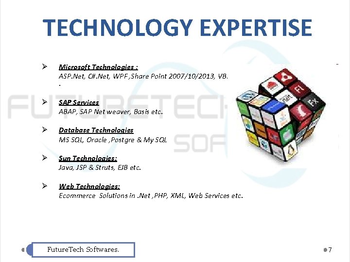 TECHNOLOGY EXPERTISE Ø Microsoft Technologies : ASP. Net, C#. Net, WPF , Share Point