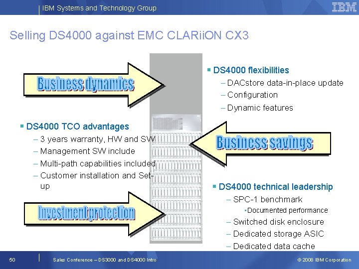 IBM Systems and Technology Group Selling DS 4000 against EMC CLARii. ON CX 3