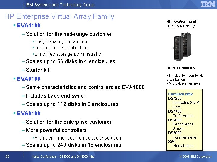 IBM Systems and Technology Group HP Enterprise Virtual Array Family § EVA 4100 HP