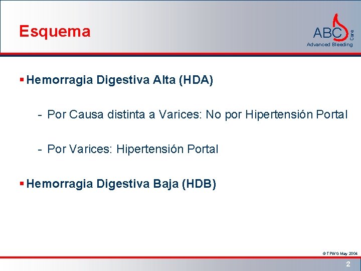 ABC Care Esquema Advanced Bleeding § Hemorragia Digestiva Alta (HDA) - Por Causa distinta