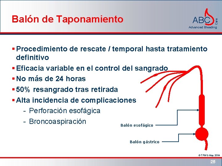 ABC Care Balón de Taponamiento Advanced Bleeding § Procedimiento de rescate / temporal hasta