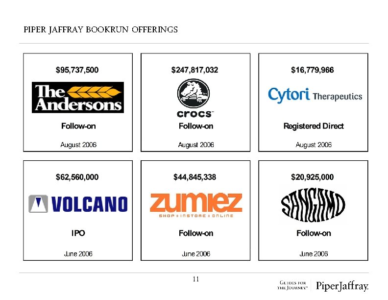 PIPER JAFFRAY BOOKRUN OFFERINGS 11 