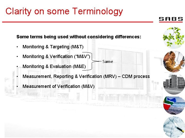 Clarity on some Terminology Some terms being used without considering differences: • Monitoring &