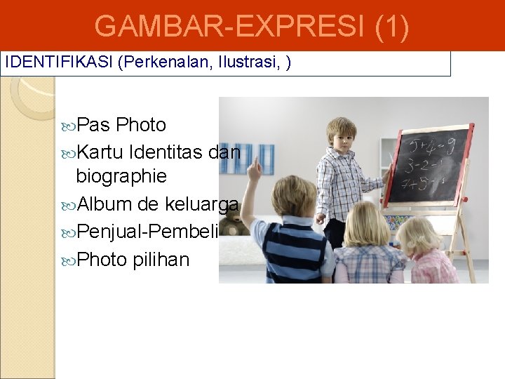 GAMBAR-EXPRESI (1) IDENTIFIKASI (Perkenalan, Ilustrasi, ) Pas Photo Kartu Identitas dan biographie Album de