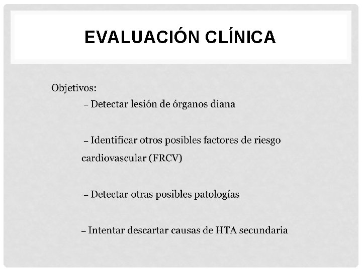 EVALUACIÓN CLÍNICA 