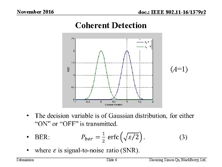 November 2016 doc. : IEEE 802. 11 -16/1379 r 2 Coherent Detection (A=1) Submission