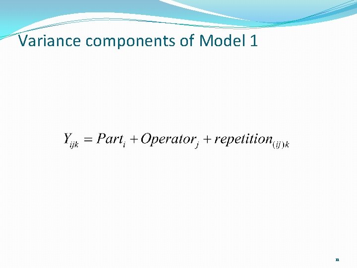 Variance components of Model 1 11 