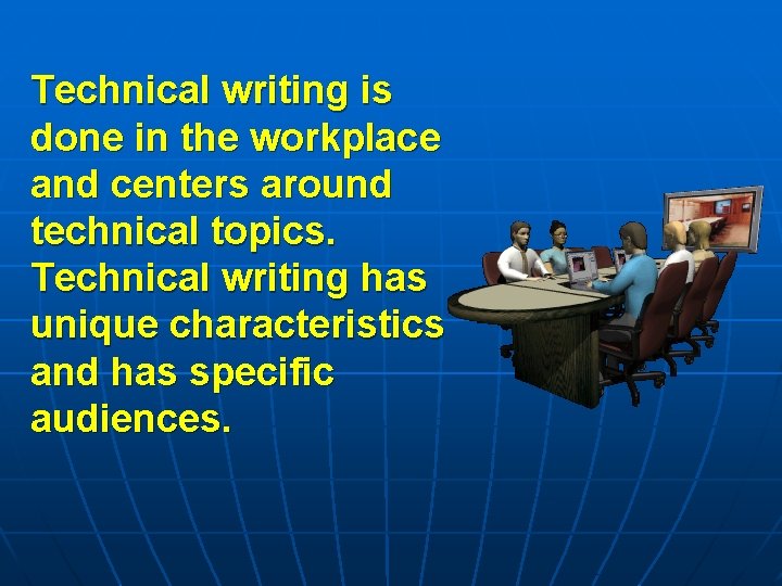 Technical writing is done in the workplace and centers around technical topics. Technical writing