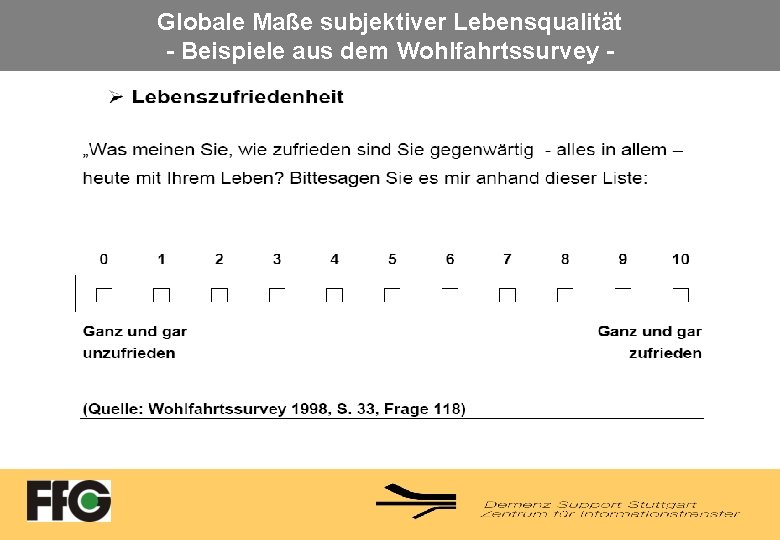 Globale Maße subjektiver Lebensqualität - Beispiele aus dem Wohlfahrtssurvey - 