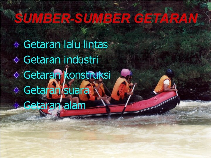 SUMBER-SUMBER GETARAN Getaran Getaran lalu lintas industri konstruksi suara alam 