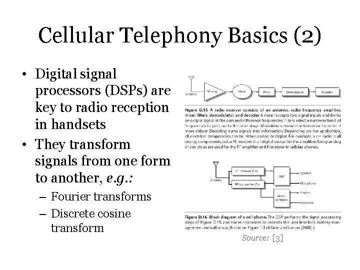 Cellular Telephony Basics (2) • Digital signal processors (DSPs) are key to radio reception