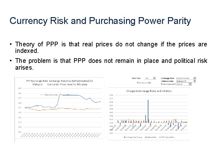 Currency Risk and Purchasing Power Parity • Theory of PPP is that real prices