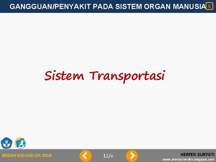 GANGGUAN/PENYAKIT PADA SISTEM ORGAN MANUSIA X Sistem Transportasi BEDAH KISI-KISI UN 2019 12/x HERFEN