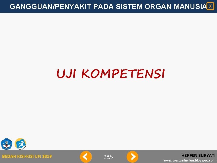 GANGGUAN/PENYAKIT PADA SISTEM ORGAN MANUSIA X UJI KOMPETENSI BEDAH KISI-KISI UN 2019 38/x HERFEN