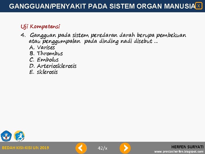 GANGGUAN/PENYAKIT PADA SISTEM ORGAN MANUSIA X Uji Kompetensi 4. Gangguan pada sistem peredaran darah