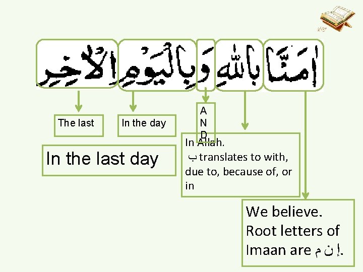 The last In the day In the last day A N D In Allah.