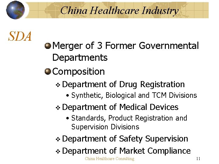 China Healthcare Industry SDA Merger of 3 Former Governmental Departments Composition v Department of