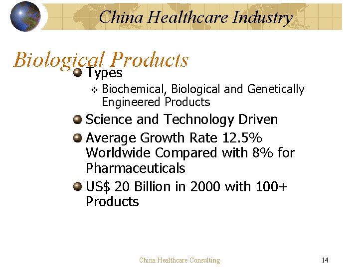 China Healthcare Industry Biological Products Types v Biochemical, Biological and Genetically Engineered Products Science