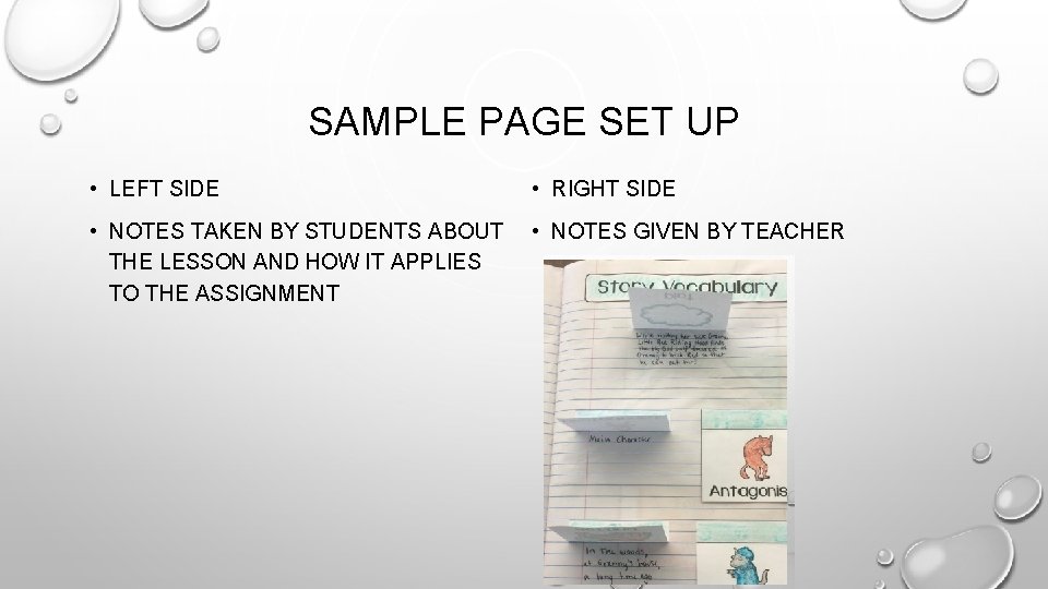 SAMPLE PAGE SET UP • LEFT SIDE • RIGHT SIDE • NOTES TAKEN BY