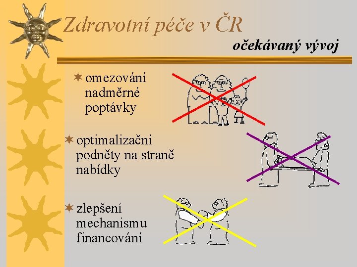 Zdravotní péče v ČR očekávaný vývoj ¬ omezování nadměrné poptávky ¬ optimalizační podněty na