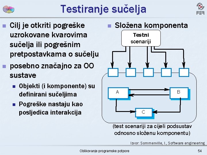 Testiranje sučelja n n Cilj je otkriti pogreške uzrokovane kvarovima sučelja ili pogrešnim pretpostavkama