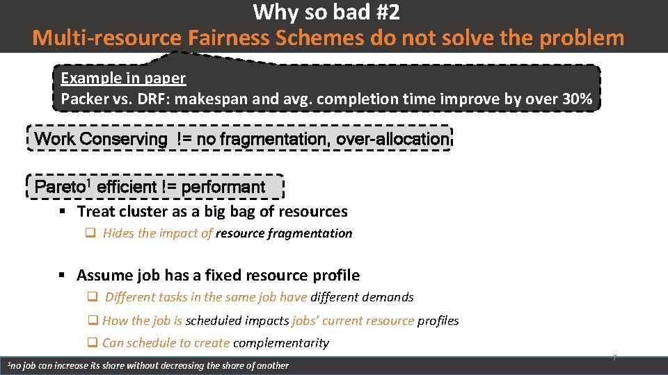Why so bad #2 Multi-resource Fairness Schemes do not solve the problem Example in
