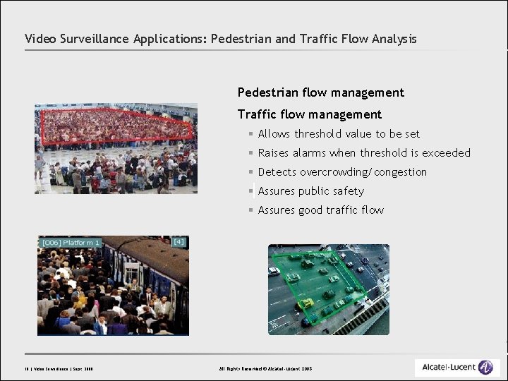 Video Surveillance Applications: Pedestrian and Traffic Flow Analysis Pedestrian flow management Traffic flow management