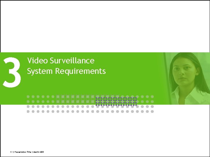 3 Video Surveillance System Requirements 13 | Market Dynamics Critical Communications | June 2008