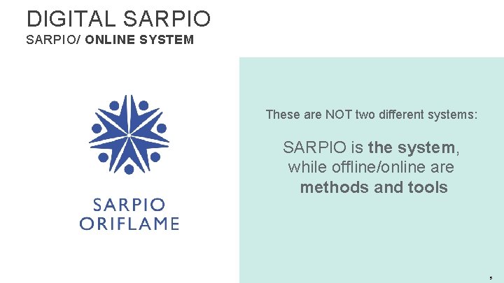 DIGITAL SARPIO/ ONLINE SYSTEM These are NOT two different systems: SARPIO is the system,