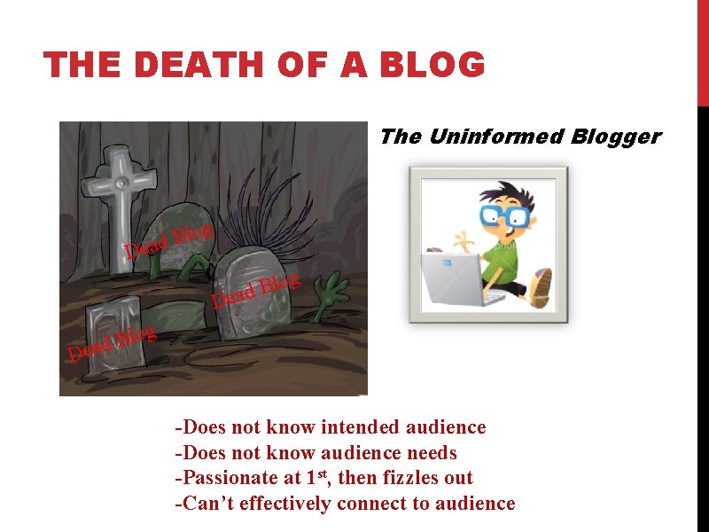 THE DEATH OF A BLOG The Uninformed Blogger g o l B ead D