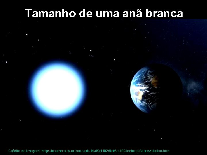 Tamanho de uma anã branca Crédito da imagem: http: //ircamera. as. arizona. edu/Nat. Sci