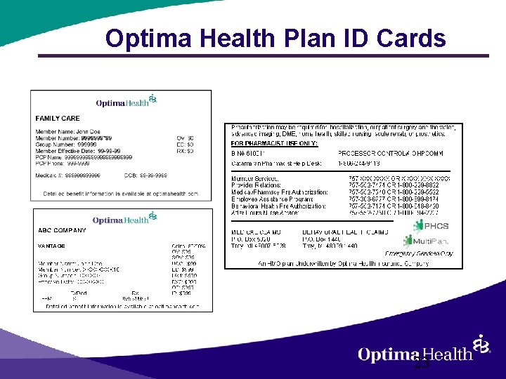 Optima Health Plan ID Cards 23 