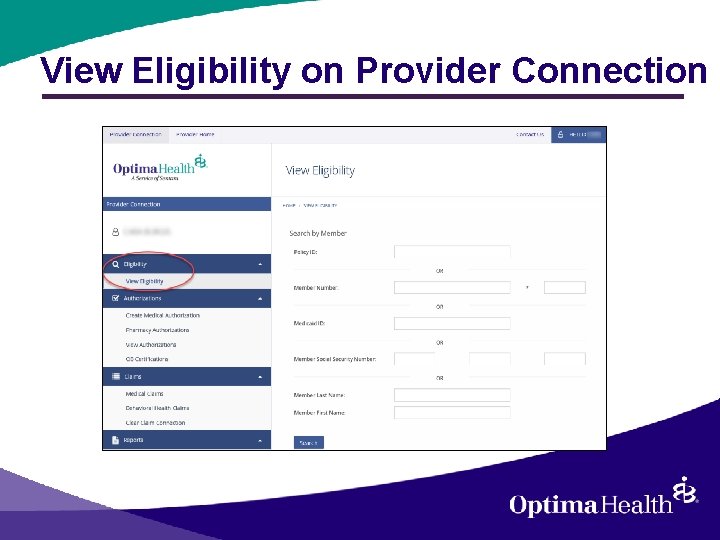 View Eligibility on Provider Connection 
