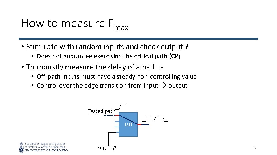 How to measure Fmax • Stimulate with random inputs and check output ? •