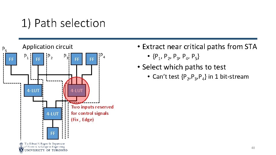 1) Path selection • Extract near critical paths from STA Application circuit P 5