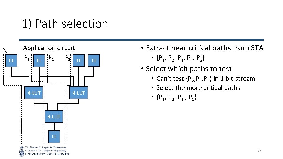 1) Path selection • Extract near critical paths from STA Application circuit P 5