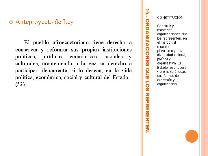 Anteproyecto de Ley El pueblo afroecuatoriano tiene derecho a conservar y reformar sus propias