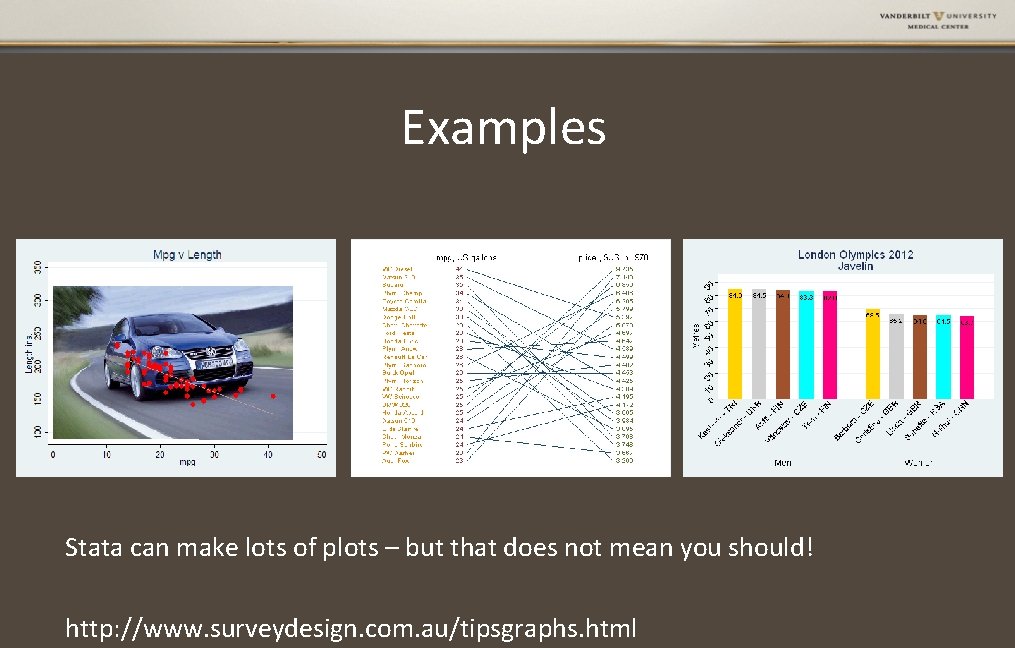 Examples Stata can make lots of plots – but that does not mean you