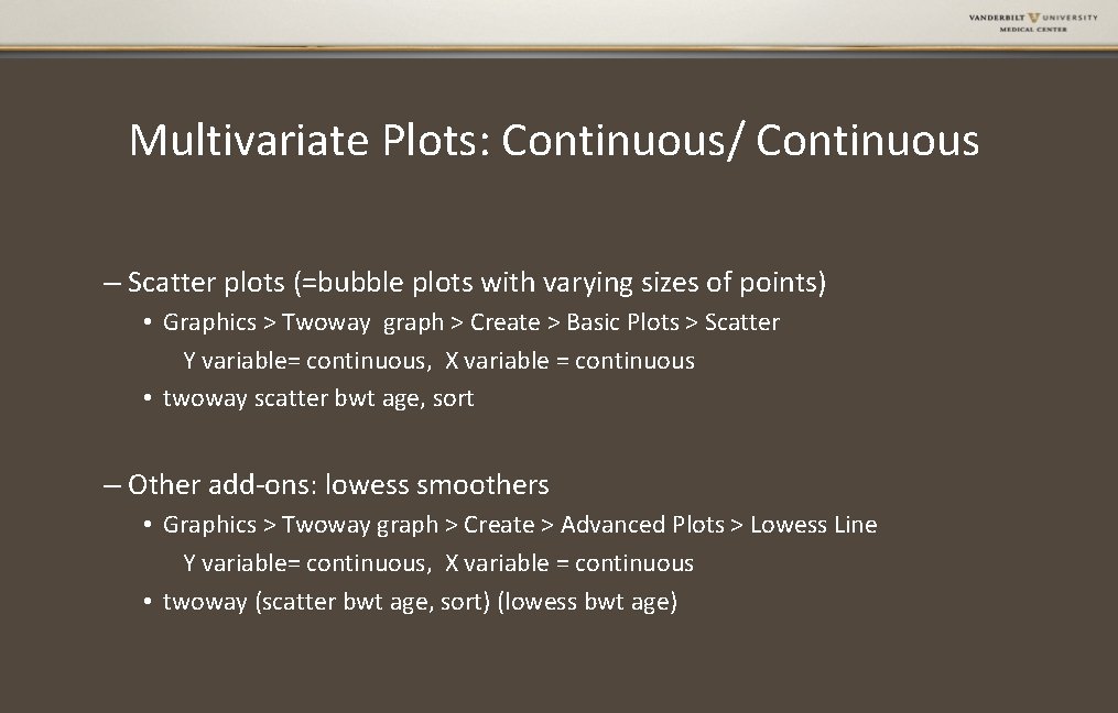 Multivariate Plots: Continuous/ Continuous – Scatter plots (=bubble plots with varying sizes of points)