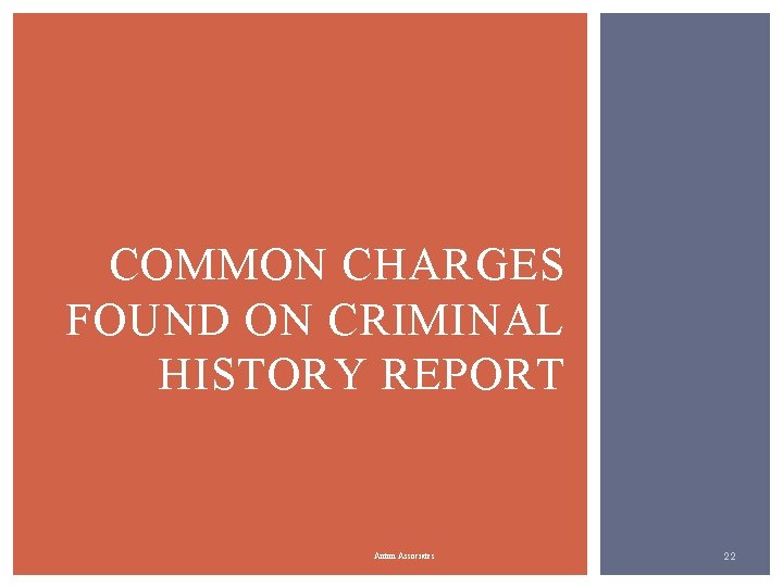 COMMON CHARGES FOUND ON CRIMINAL HISTORY REPORT Anton Associates 22 