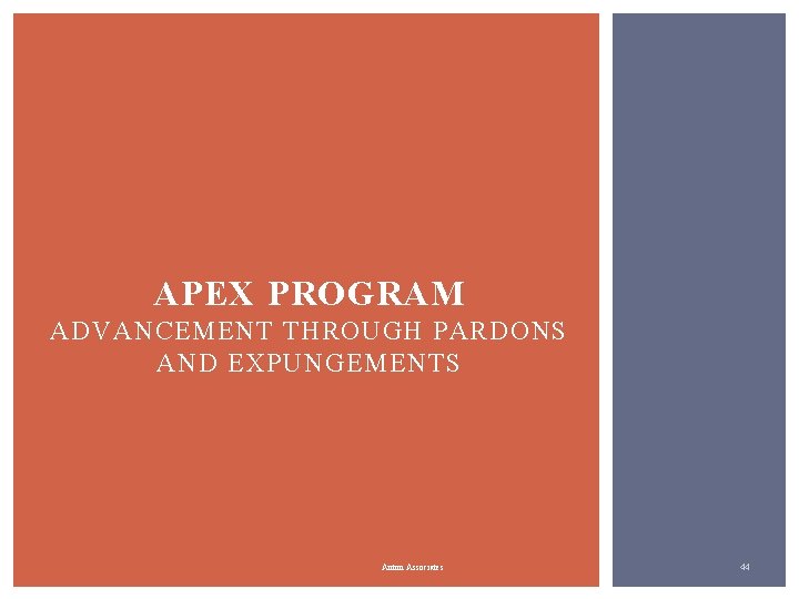 APEX PROGRAM ADVANCEMENT THROUGH PARDONS AND EXPUNGEMENTS Anton Associates 44 