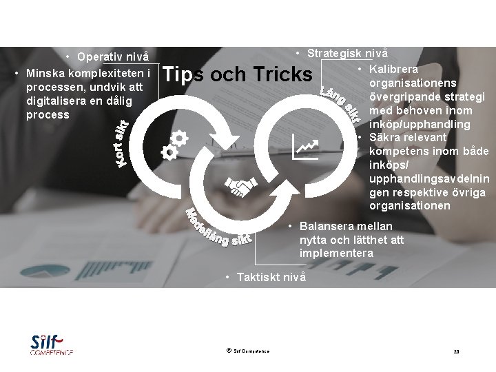  • Operativ nivå • Minska komplexiteten i processen, undvik att digitalisera en dålig