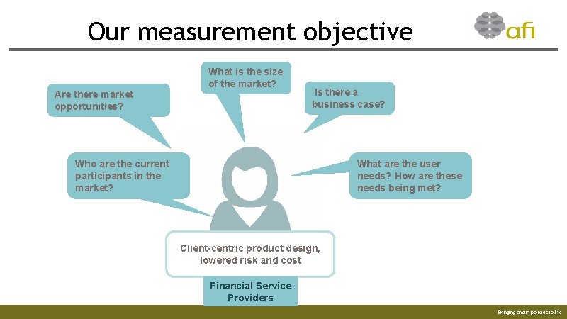 Our measurement objective Are there market opportunities? What is the size of the market?