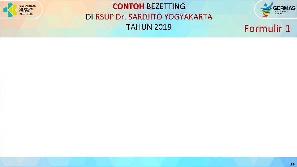 CONTOH BEZETTING DI RSUP Dr. SARDJITO YOGYAKARTA TAHUN 2019 Formulir 1 20 