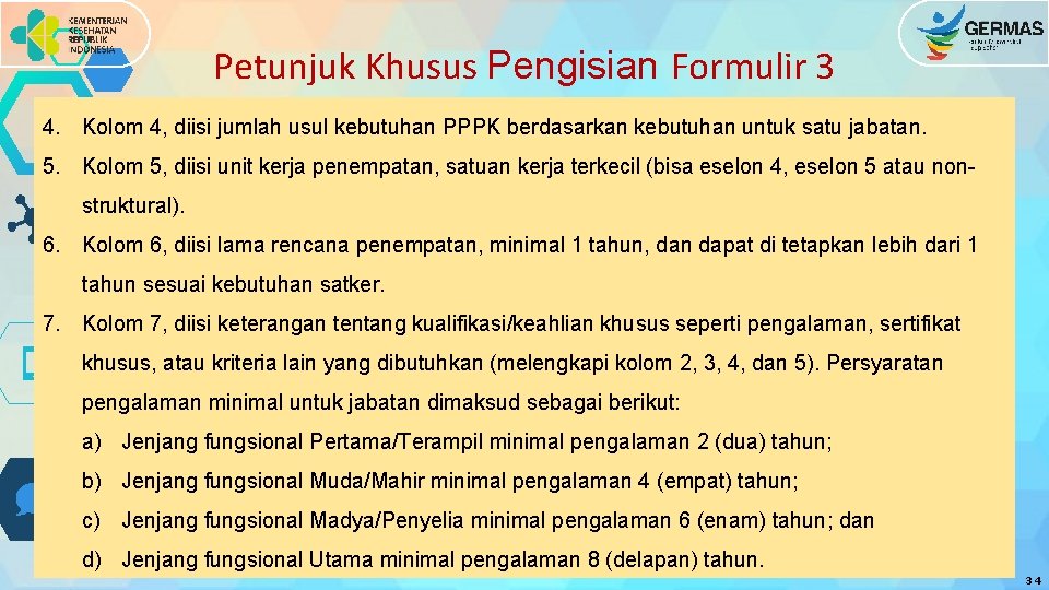 Petunjuk Khusus Pengisian Formulir 3 4. Kolom 4, diisi jumlah usul kebutuhan PPPK berdasarkan