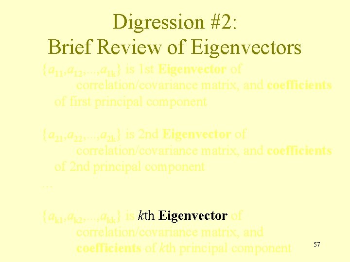 Digression #2: Brief Review of Eigenvectors {a 11, a 12, . . . ,