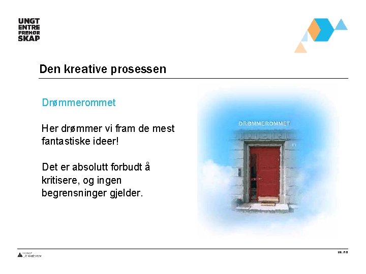 Den kreative prosessen Drømmerommet Her drømmer vi fram de mest fantastiske ideer! Det er