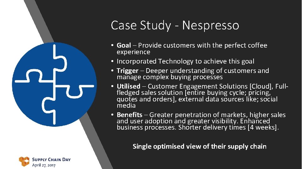 Case Study - Nespresso • Goal – Provide customers with the perfect coffee experience