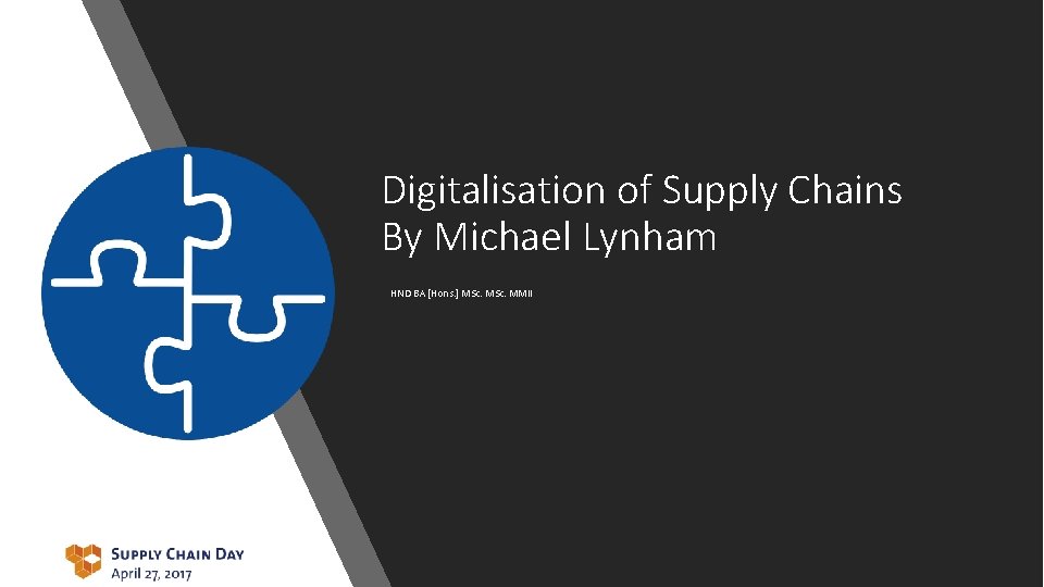 Digitalisation of Supply Chains By Michael Lynham HND BA [Hons. ] MSc. MMII 